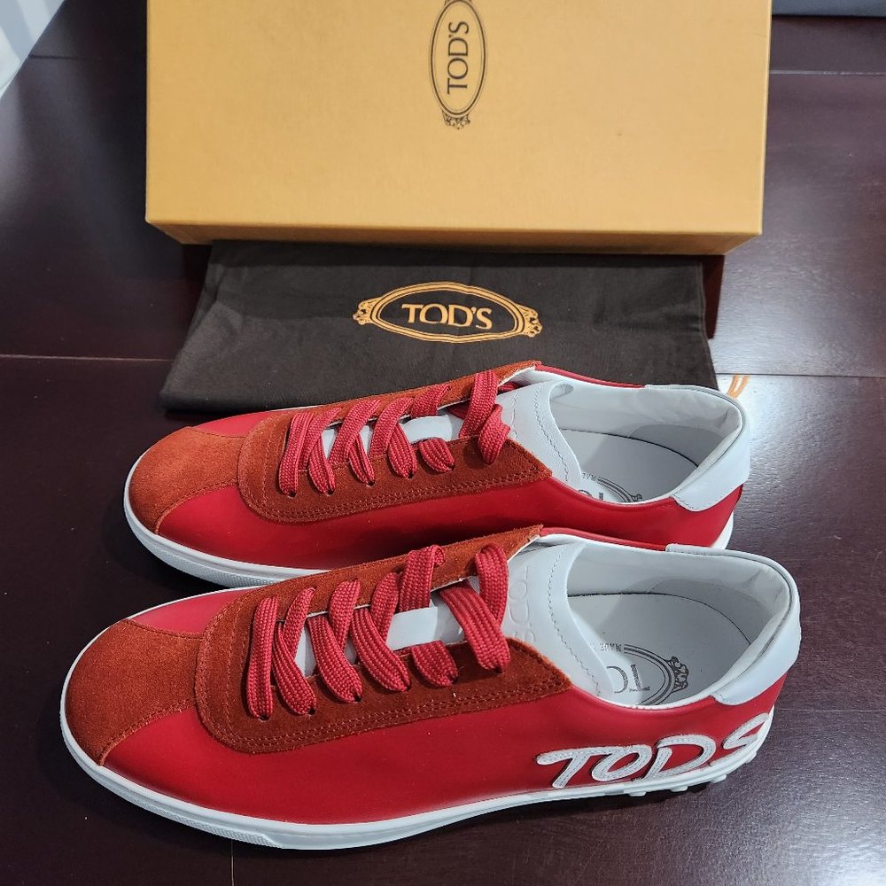 Tod's Leather and Suede  Logo Low-Top Sneakers